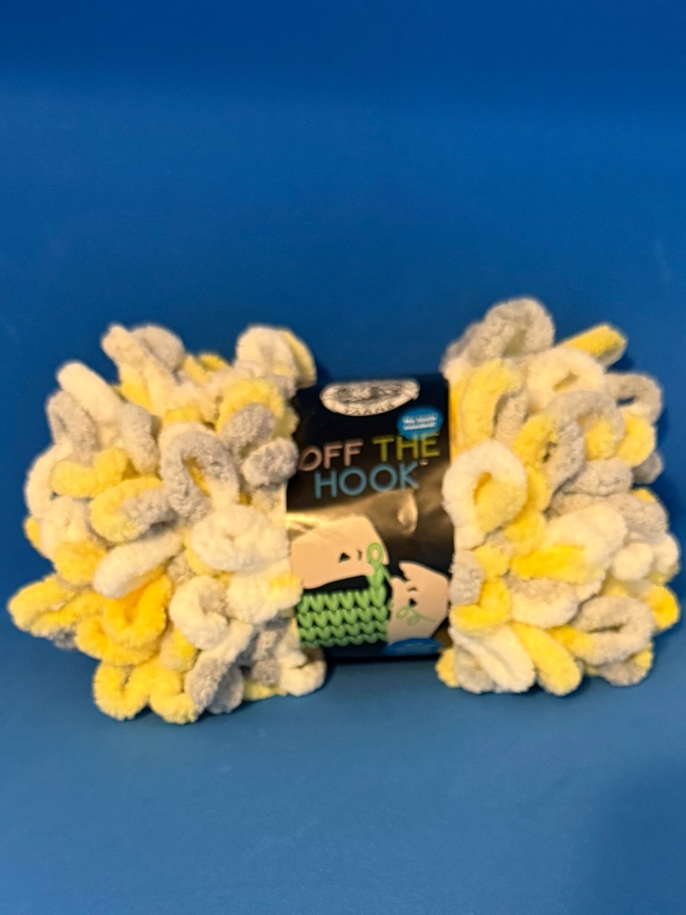 Off The Hook Plush Loop Yarn - Yellow, Gray & White. 7 skeins available $5 each.
